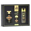Kit Lattafa Pride Al Qiam Gold EDP 100ml + Desodorante Spray + Miniatura 20ml Masculino